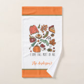 イラブパーソナライズされた秋紅葉カボチャ バスタオルセット (ハンドタオル)