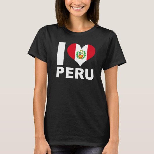 イラブペルーハート国旗ペルー Tシャツ (正面)