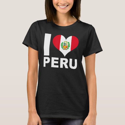 イラブペルーハート国旗ペルー Tシャツ (正面)