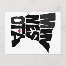 イラブミネソタ州マップアート ポストカード