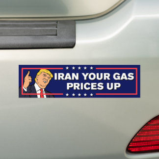 イランでガソリン価格上昇 トランプに反対 バンパーステッカー