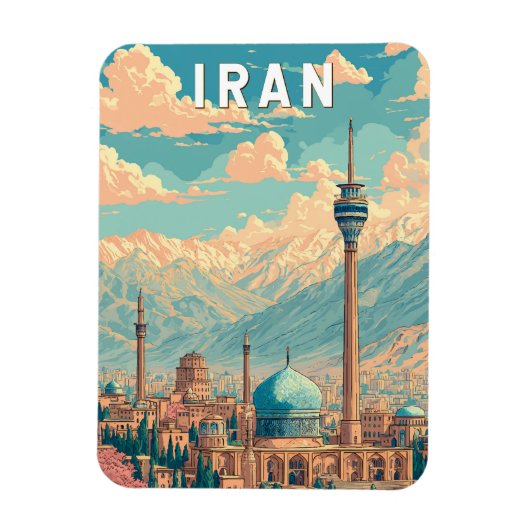 イランのイラスト 旅行 アート ビンテージ マグネット (縦)