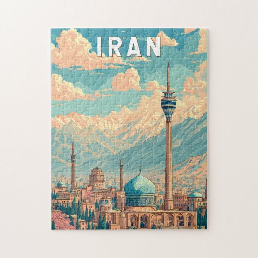 イランのイラスト 旅行 アート ヴィンテージ ジグソーパズル (縦)