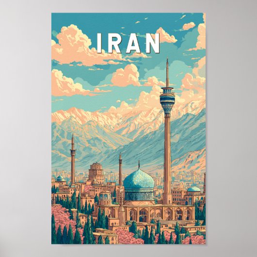 イランのイラスト 旅行 アート ヴィンテージ ポスター (正面)