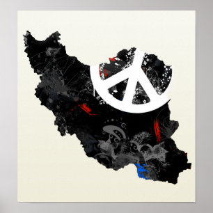 イランのイランの地図が付いている粋なピースサイン ポスター