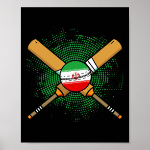 イランのクリケットラケットとイランのLlフラグ ポスター