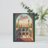 イランのスカイラインイラスト旅行アートヴィンテージ ポストカード (スタンド正面)