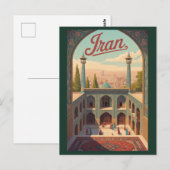 イランのスカイラインイラスト旅行アートヴィンテージ ポストカード (正面/裏面)