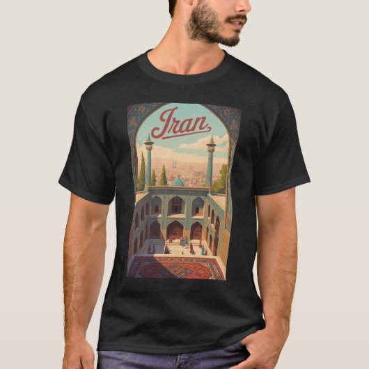イランのスカイラインイラスト 旅行アート ヴィンテージ Tシャツ (正面)