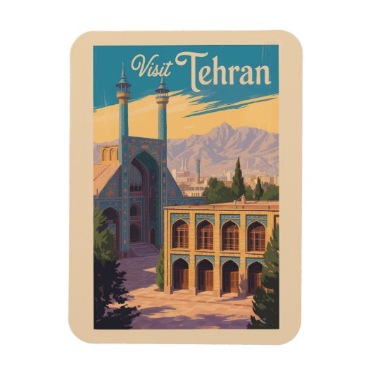 イランのテヘランゴレスターン宮殿のイラスト 旅行 マグネット (縦)