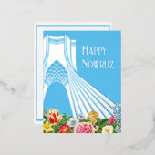 イランのノウルーズAzadiホイル葉書 – カスタマイズ可能 箔シーズンポストカード (正面/裏面)