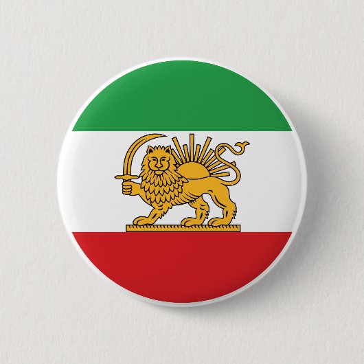 イランのライオンと太陽の歴史的旗の紋章 缶バッジ (正面)