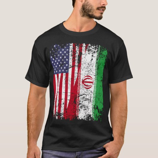イランのルーツハーフアメリカ国旗アメリカ国旗 Tシャツ (正面)
