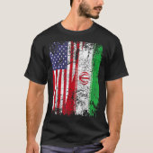イランのルーツハーフアメリカ国旗イラン国旗 Tシャツ (正面)