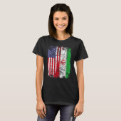 イランのルーツハーフアメリカ国旗イラン国旗 Tシャツ (正面フル)