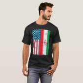 イランのルーツ半米国国旗 Tシャツ (正面フル)