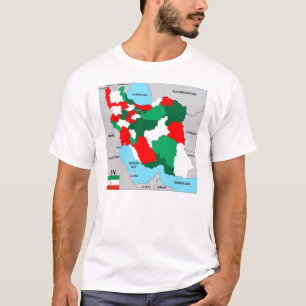 イランの国の政治黒い地図の旗 Tシャツ