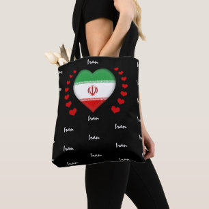 イランの国旗とハート、イランの国旗ファッション/sport トートバッグ