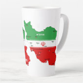 イランの国旗と国章付き地図 カフェラテマグ (右アングル)