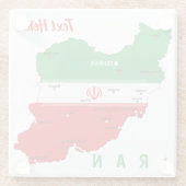 イランの国旗と国章付き地図 ガラスコースター (裏面)