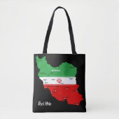 イランの国旗と国章付き地図 トートバッグ (正面)