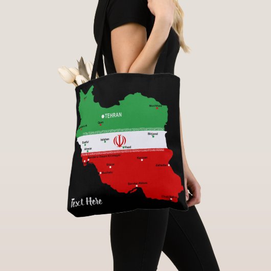 イランの国旗と国章付き地図 トートバッグ (クローズアップ)