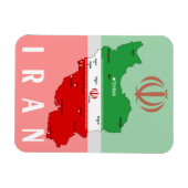 イランの国旗と国章付き地図 マグネット (横)