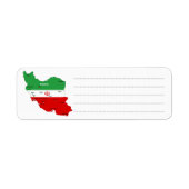 イランの国旗と国章付き地図 ラベル (正面)