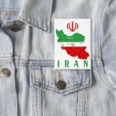 イランの国旗と国章付き地図 缶バッジ (インサイチュ)