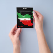 イランの地図と国旗とエンブレム チラシ (手)
