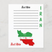 イランの地図と国旗とエンブレム チラシ (裏面)