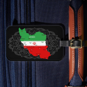 イランの地図と国旗とエンブレム ラゲッジタグ