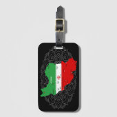イランの地図と国旗とエンブレム ラゲッジタグ (正面縦)