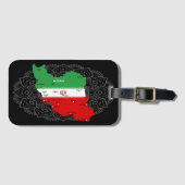 イランの地図と国旗とエンブレム ラゲッジタグ (正面横)