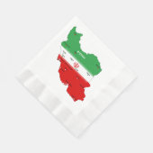 イランの地図と国旗とエンブレム 縁ありランチョンナプキン (角)