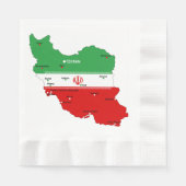 イランの地図と国旗とエンブレム 縁ありランチョンナプキン (正面)