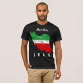 イランの地図と国旗とエンブレム Tシャツ (正面フル)