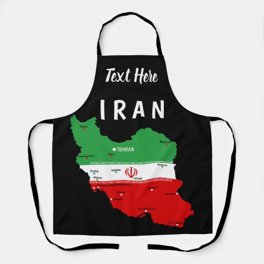 イランの地図と国旗と国章 エプロン (正面)