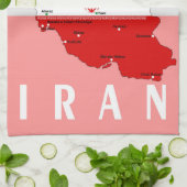 イランの地図と国旗と国章 キッチンタオル (折り畳み)
