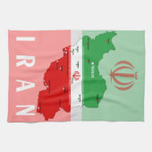 イランの地図と国旗と国章 キッチンタオル (横)