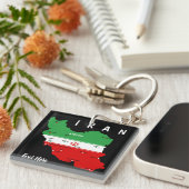 イランの地図と国旗と国章 キーホルダー (正面右)