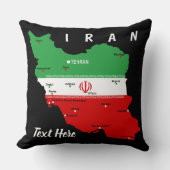 イランの地図と国旗と国章 クッション (正面)
