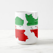 イランの地図と国旗と国章 コーヒーマグカップ (中央)