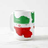 イランの地図と国旗と国章 コーヒーマグカップ (正面左)