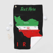 イランの地図と国旗と国章 ゴルフタオル (インサイチュ)