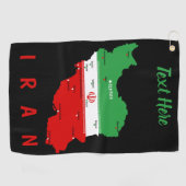 イランの地図と国旗と国章 ゴルフタオル (横)