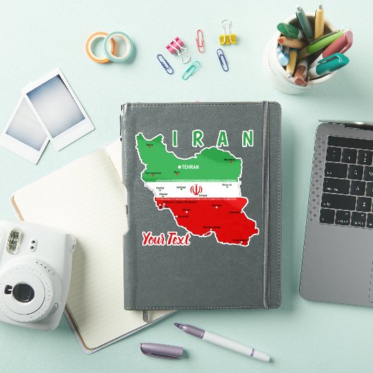 イランの地図と国旗と国章 シール (iPadカバー)