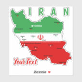 イランの地図と国旗と国章 シール (シート)