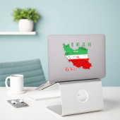 イランの地図と国旗と国章 シール (デスク上のノートパソコン)