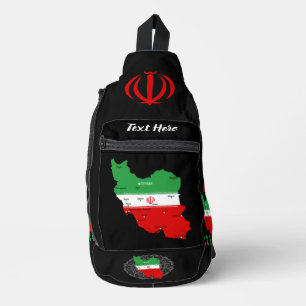 イランの地図と国旗と国章 スリングバッグ